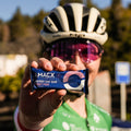 Elisa Longo Borghini enjoying an Amacx energy oat bar in sweet figs flavor, a vegan product providing 30 grams of carbohydrates.”