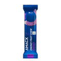 A blue and purple wrapper labeled "AMACX ENERGY FRUIT CHEW" with "38g" and "CASSIS 35% REAL FRUIT" prominently displayed. The wrapper features an image of a purple fruit chew along with additional white text. Perfect for boosting your energy levels, it's an essential part of the Amacx.com Endurance Bundle.