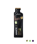 A black, single-serving sports gel packet labeled "Amacx" containing Turbo Gel with caffeine for active energy. The packet features modern geometric designs in gold, green, and purple colors and is designed for fitness enthusiasts seeking a reliable energy supply from efficient carbohydrate sources.