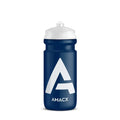 A dark blue Bidon - 600ml sports water bottle with a white cap and nozzle. The bottle features a bold white geometric letter "A" design and the brand name "Amacx.com" printed below it.