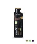 A black packet from the Amacx Turbo Gel 12-pack series, featuring Cold Lime flavored sports gel. The packaging is adorned with gold and white text along with geometric designs. Marketed as a performance enhancer containing carbohydrate sources to boost energy supply, it includes three color swatches: brown, green, and gray.